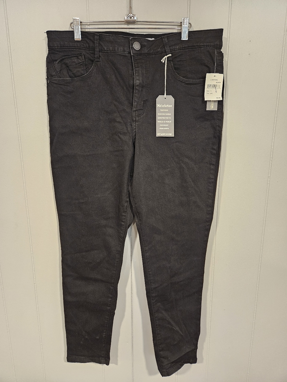 Wit & Wisdom Jeans 34x28 Womens 14 Black Denim High Rise Skinny Ankle Length NWT